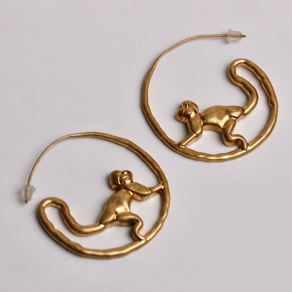Tory Burch Gold Monkey Hoop Earring